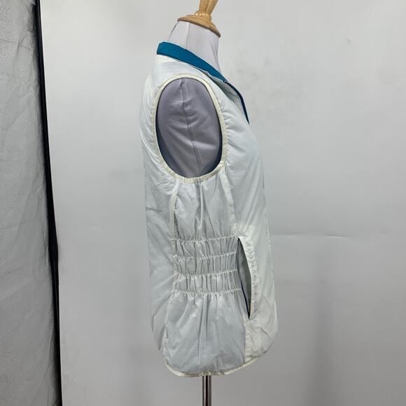 Nike Vest Womens Small Teal Cream Filled Puffer Full Zip Golf Jacket Reversible - Picture 10 of 16